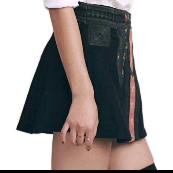 Free People New Romantics Womens Tribal Aztec Print Mini Flared Boho Skirt M - Picture 3 of 11